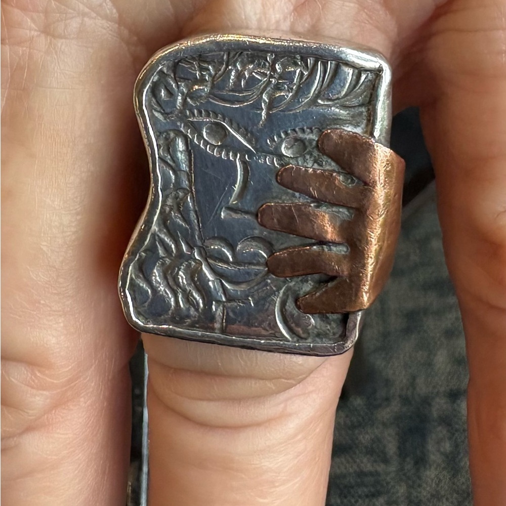 Cindy Bolin hand made, signed, Sterling Silver and Copper Ring